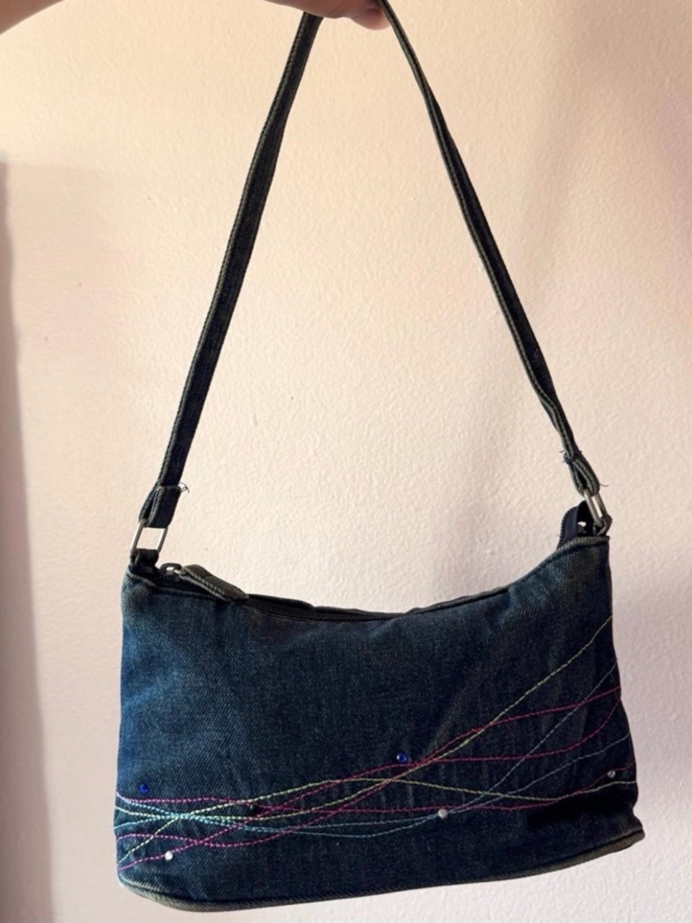 Y2K rinestone denim mini bag